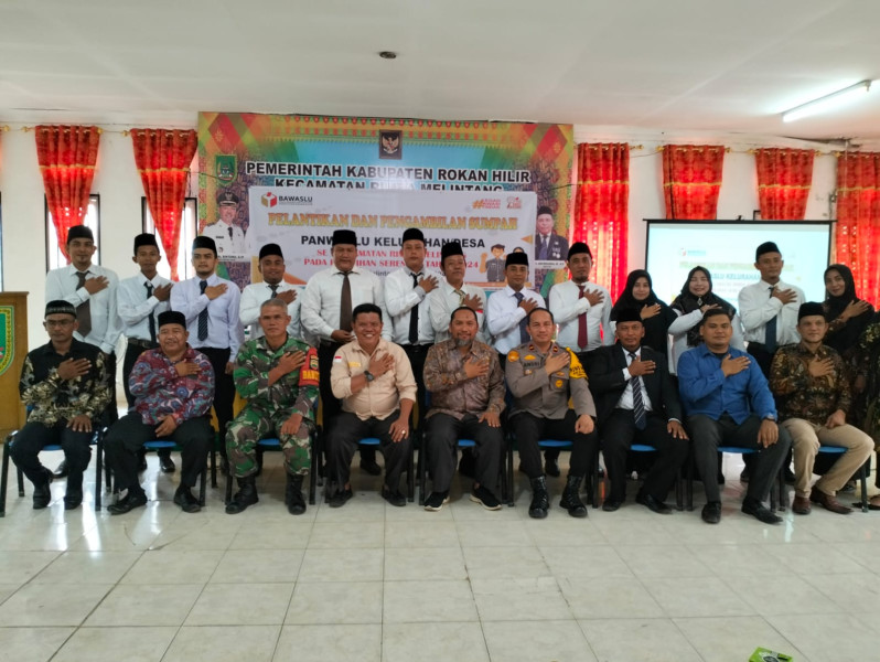 Danramil 0321-05/ RM Hadiri Pelantikan Panwaslu Kelurahan/Desa Sekecamatan Rimbamelintang Pilkada 2024