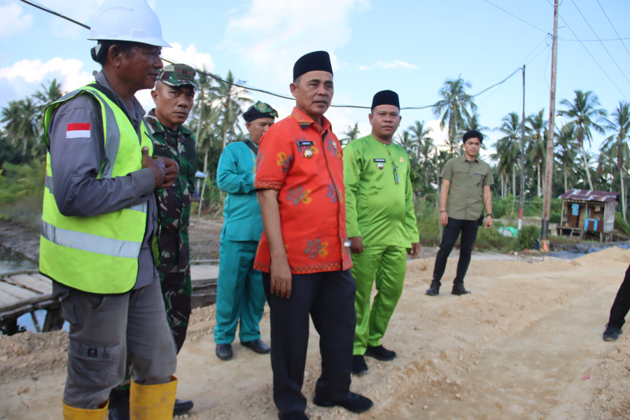 Pj Bupati Inhil Herman Tinjau Progres Jalan Poros Guntung-Pulau Burung