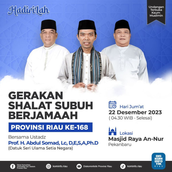Besok, Pemprov Riau Gelar GSSB Bersama Ustad Abdul Somad