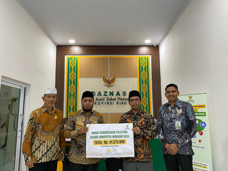 Baznas Inhil Serahkan Donasi Kemanusiaan untuk Bantu Palestina