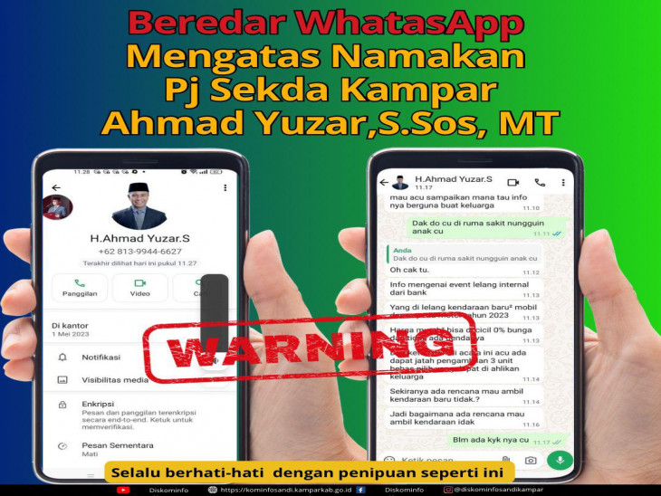 Waspada Modus Penipuan, Pj Sekda Kampar Imbau Masyarakat Bijak dalam Bermedia Sosial