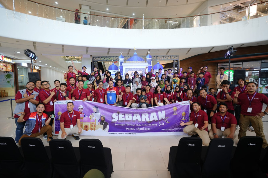Melalui Sebaran 3.0, PT KPI Unit Dumai Ajak Anak Yatim dan Dhuafa Belanja Baju Lebaran