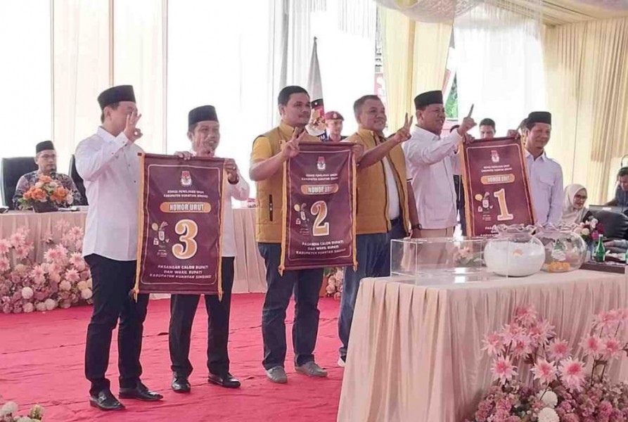 Nomor Urut Pilkada Kuansing: 1 SDM, 2 AYO, 3 HS