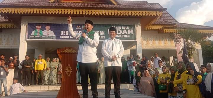 Ribuan Masa Iringi Paslon H Indra Gunawan-Abdul Haris Lubis S Sos MSi Ke Kantor KPUD Rohul