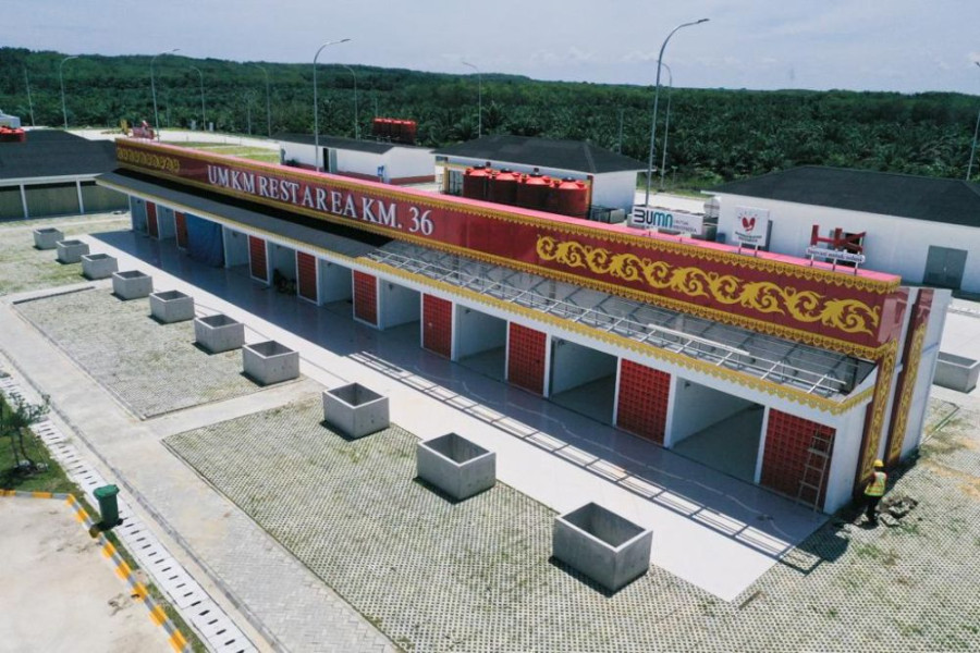 Ini Penampakan Bangunan Rest Area Tol Pekanbaru - Bangkinang yang Bernuansa Melayu