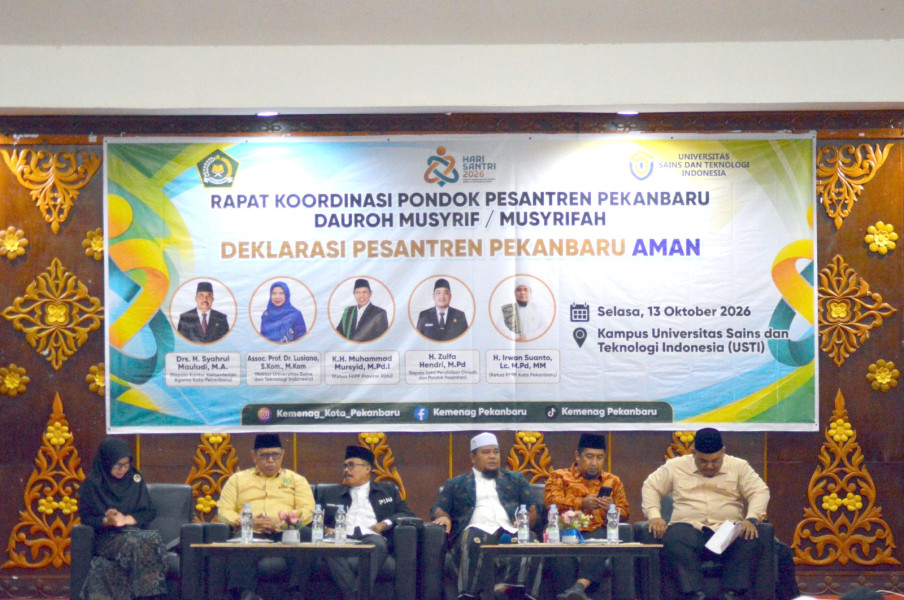 Rakor Pesantren, Kemenag dan Ponpes se-Pekanbaru Deklarasikan Komitmen 'Pesantren Pekanbaru Aman'