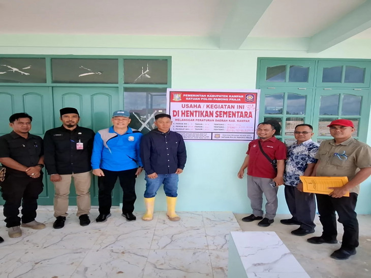 Tim Yustisi Kampar Hentikan Pembangunan PKS di Kecamatan Tambang