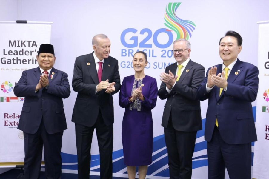 Presiden Prabowo Bertemu Para Pemimpin MIKTA di KTT G20 Brasil