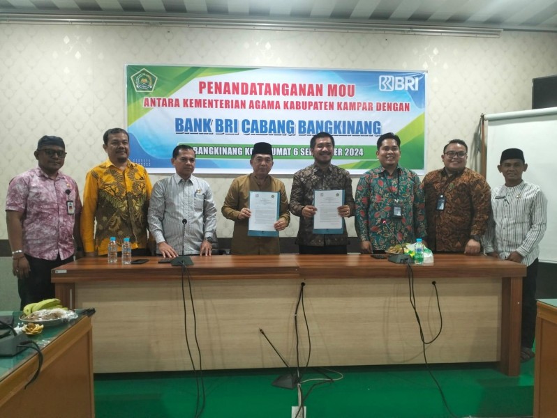 Perkuat Sinergi, Kemenag Kampar Teken MoU dengan BRI Cabang Bangkinang