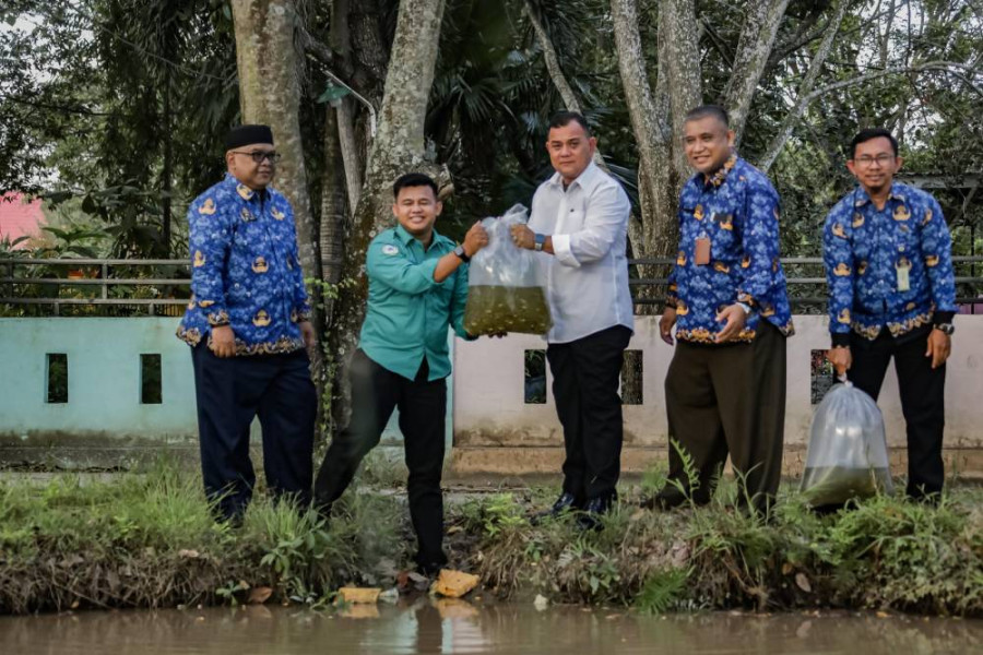 Pjs Walikota Dumai Tabur 8000 Benih Ikan untuk Restocking dan Ketahanan Pangan